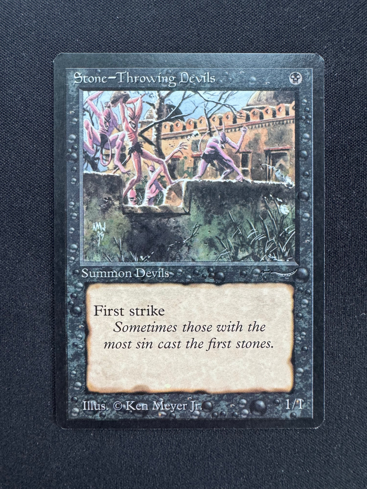stone throwing devils mtg card 1993 Magic The Gathering MTG Arabian Nights Stone-Throw Devils PSA 8